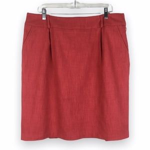 NEXT Brand Solid Red Cotton Wool Blend Professional Skirt Womens Size 18‎